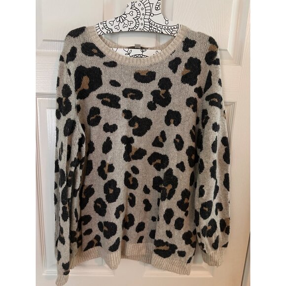 Loft leopard print crewneck sweater size L - Picture 1 of 5